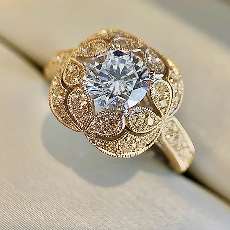 Floral Zircon Ring