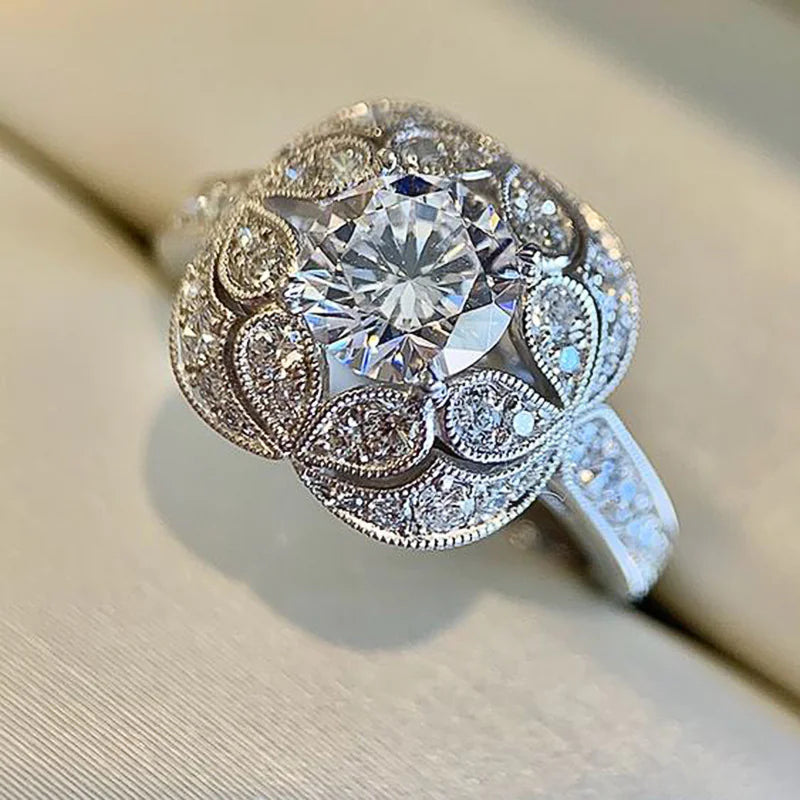 Floral Zircon Ring